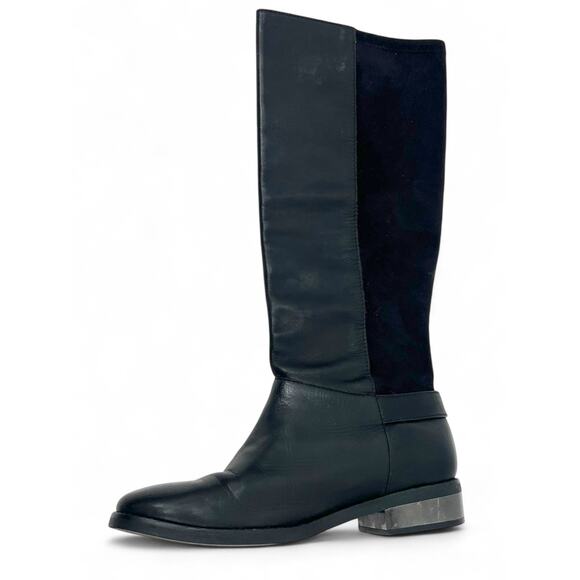 Cole Haan 8 Adler black leather and suede tall knee-high boots Riding Buckle - Picture 3 of 9